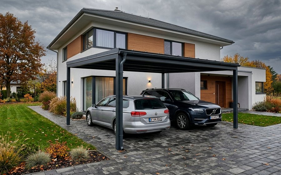 Hliníkový prístrešok pre dve autá — realizácia GateBro